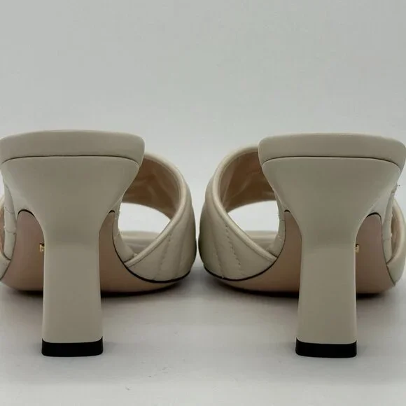 Gucci Marmont GG Padded Chevron Matelasse Leather Mule Sandal Heels Shoes - Picture 12 of 16